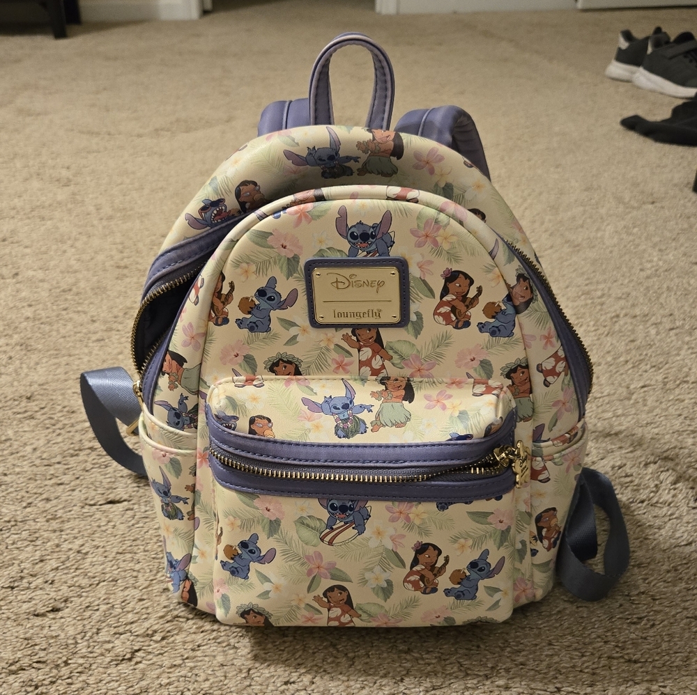 Loungefly Disney Lilo & Stitch Cream and Lavender Mini Backpack